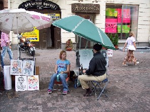 Portraetmalerei am alten Arbat